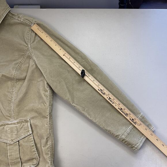 Eddie Bauer Jacket Womens XL Tan Beige Stretch Corduroy Boho Cargo Pocket Chore - Picture 8 of 16